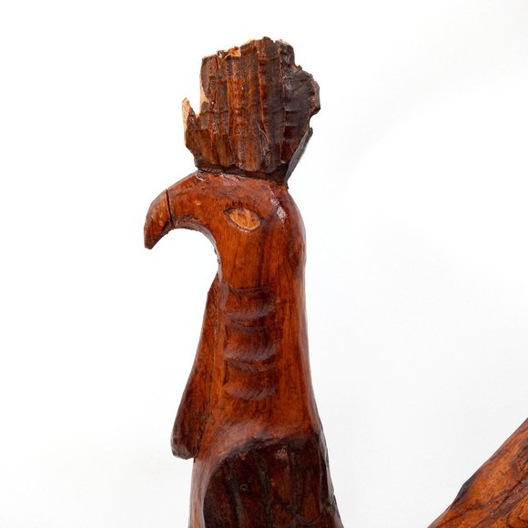 Vintage Carved Rooster Sculpture Wood Carving Chicken 19 Inch As Is Read - Picture 3 of 16